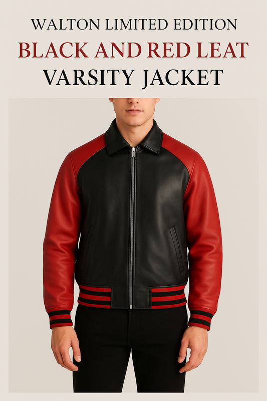 Walton Limited Edition Black and Red Leather Varsity Jacket