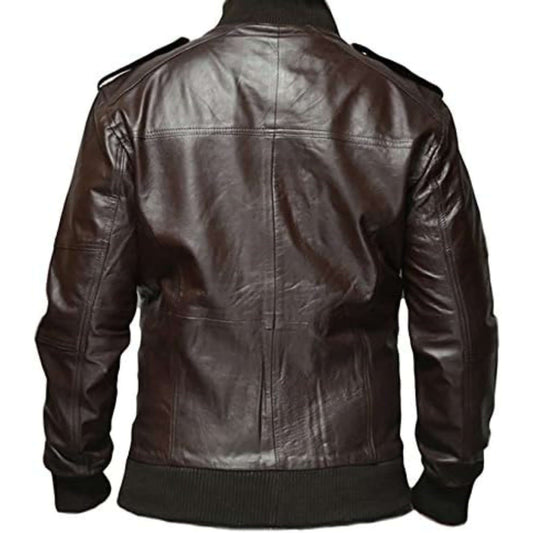 Stylish Brown Lambskin Bomber Motorcycle Jacket for Men