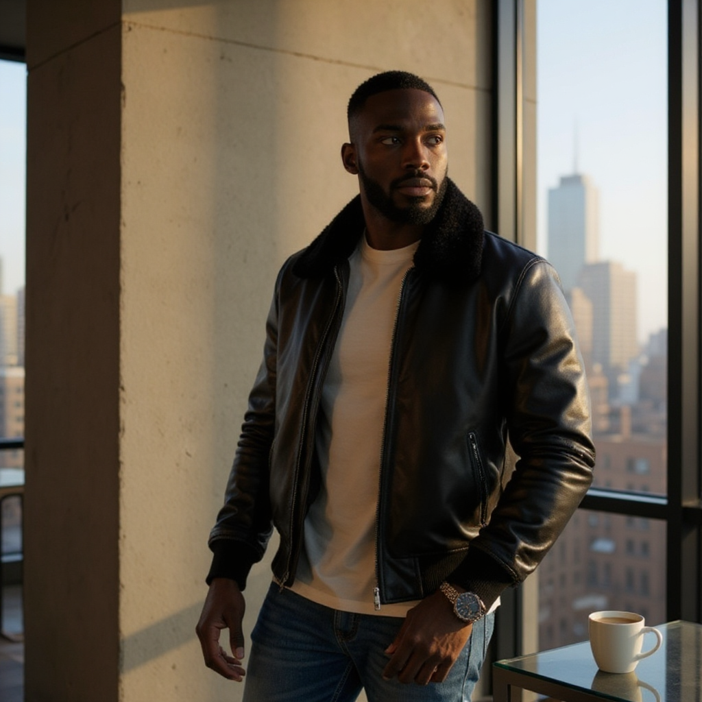 Black & White Leather Bomber Jacket: A Modern Classic