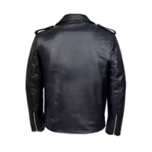 Vintage-Inspired Men Cowhide Leather Retro Biker Jacket