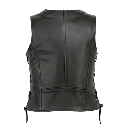 Black leather vest on a white background