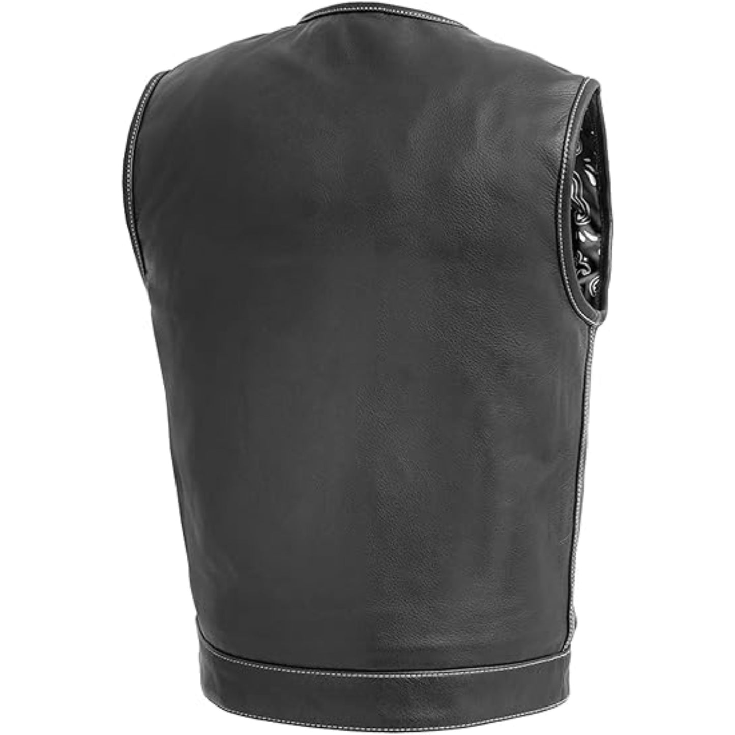 Black leather vest on a white background