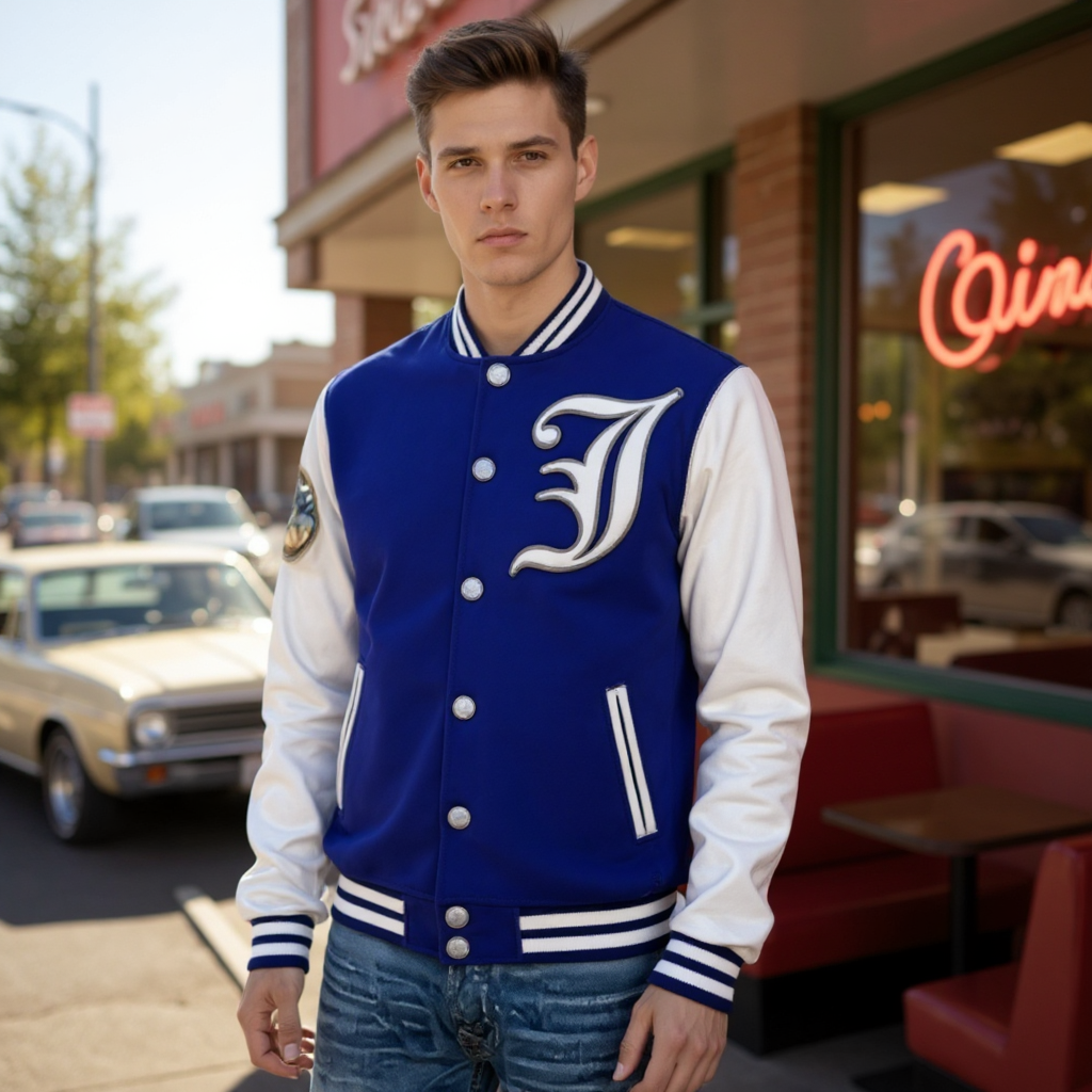 Men's Varsity Jacket – Wool Blend & Faux Leather