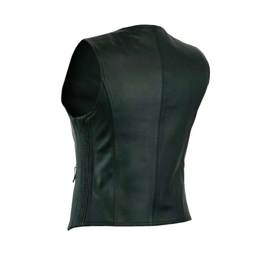 Women Motorcycle Leather Vest Classic Biker Durable Gear