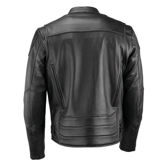 Black leather jacket on a white background
