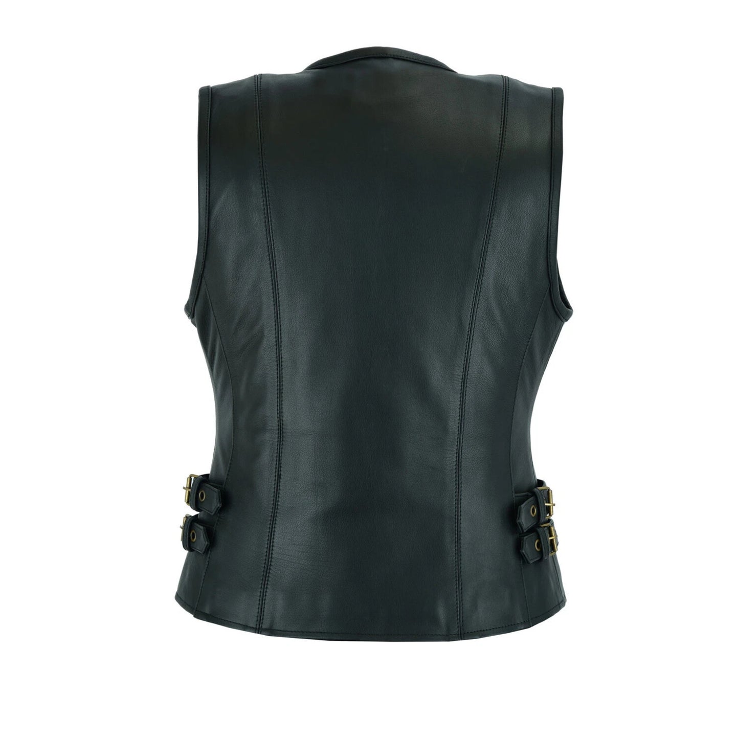 Black leather vest on a white background