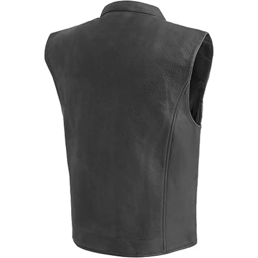 Guardian Men Black Leather Biker Vest FTL Traders