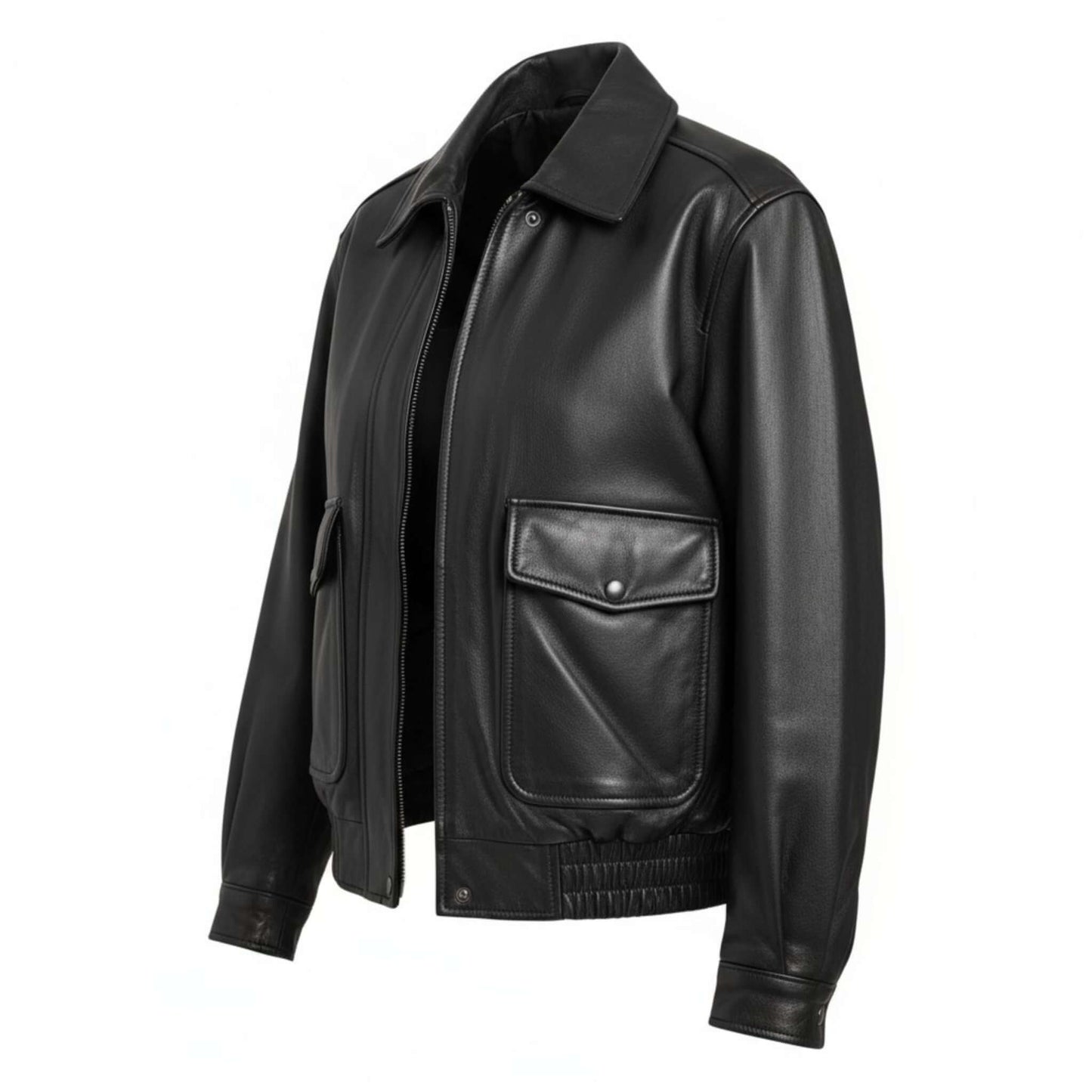 Women Vintage 90s Oversize Genuine Leather Bomber Jacket