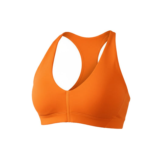 Orange sports bra on a white background