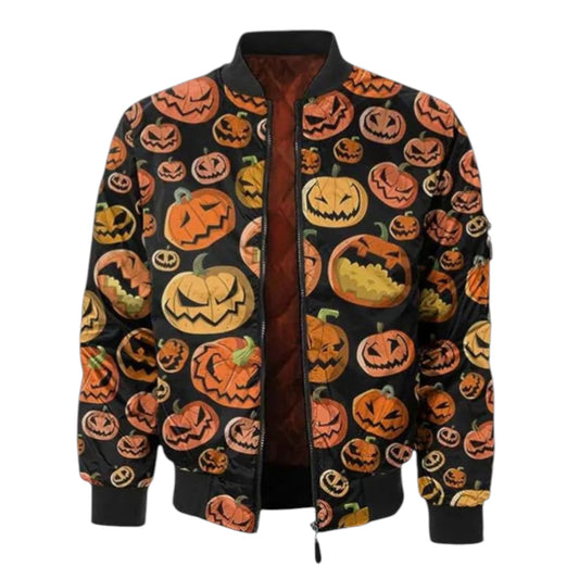 Jacket with Halloween pumpkin pattern on a white background
