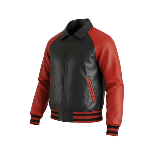 Walton Limited Edition Black and Red Leather Varsity Jacket