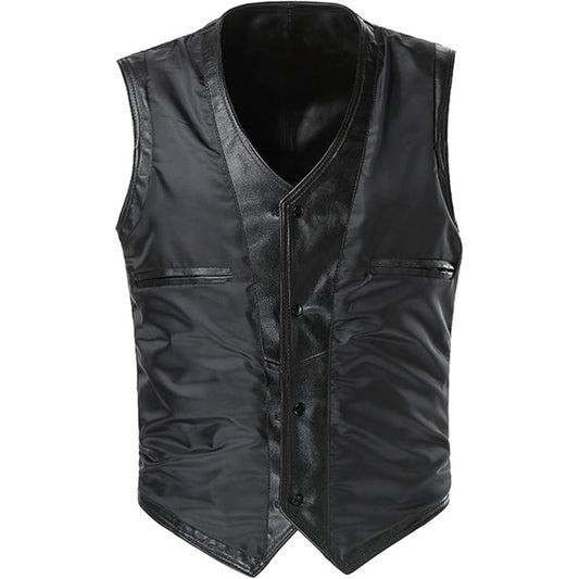Black leather vest on a white background