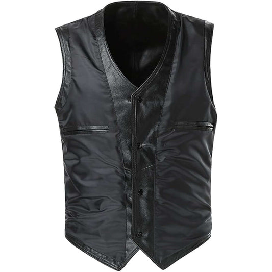 Men Auden Black Leather Vest Premium Quality & Style