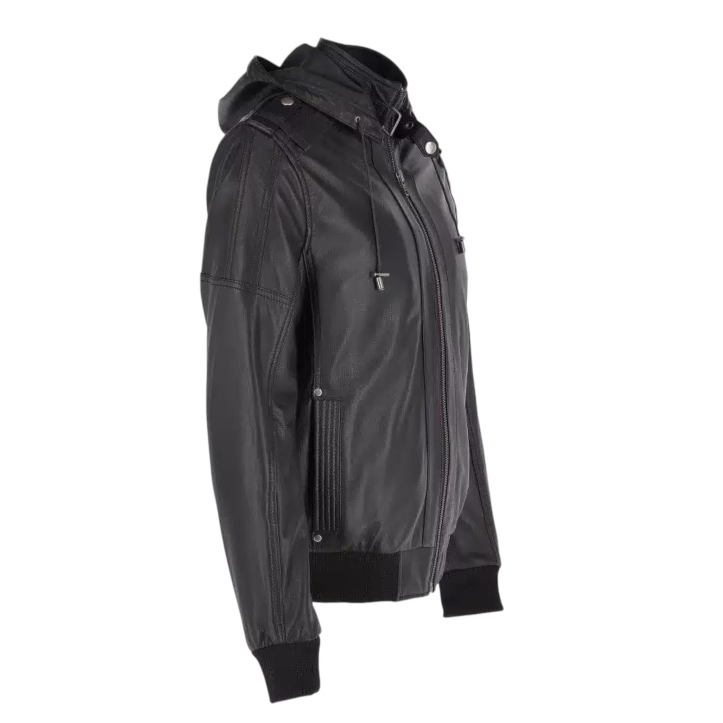 Premium Cognac Leather Hooded Blouson Jacket for Men