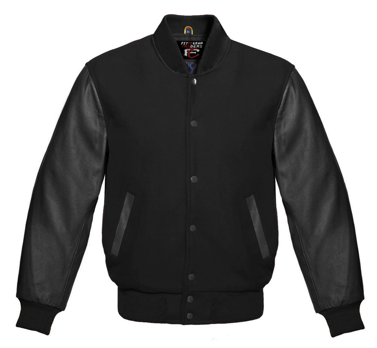 Stylish Retro Varsity Letterman Jacket with Bold Black Sleeves