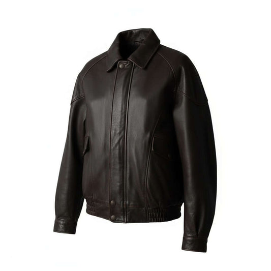 Edgy & Oversized Vintage Leather Bomber