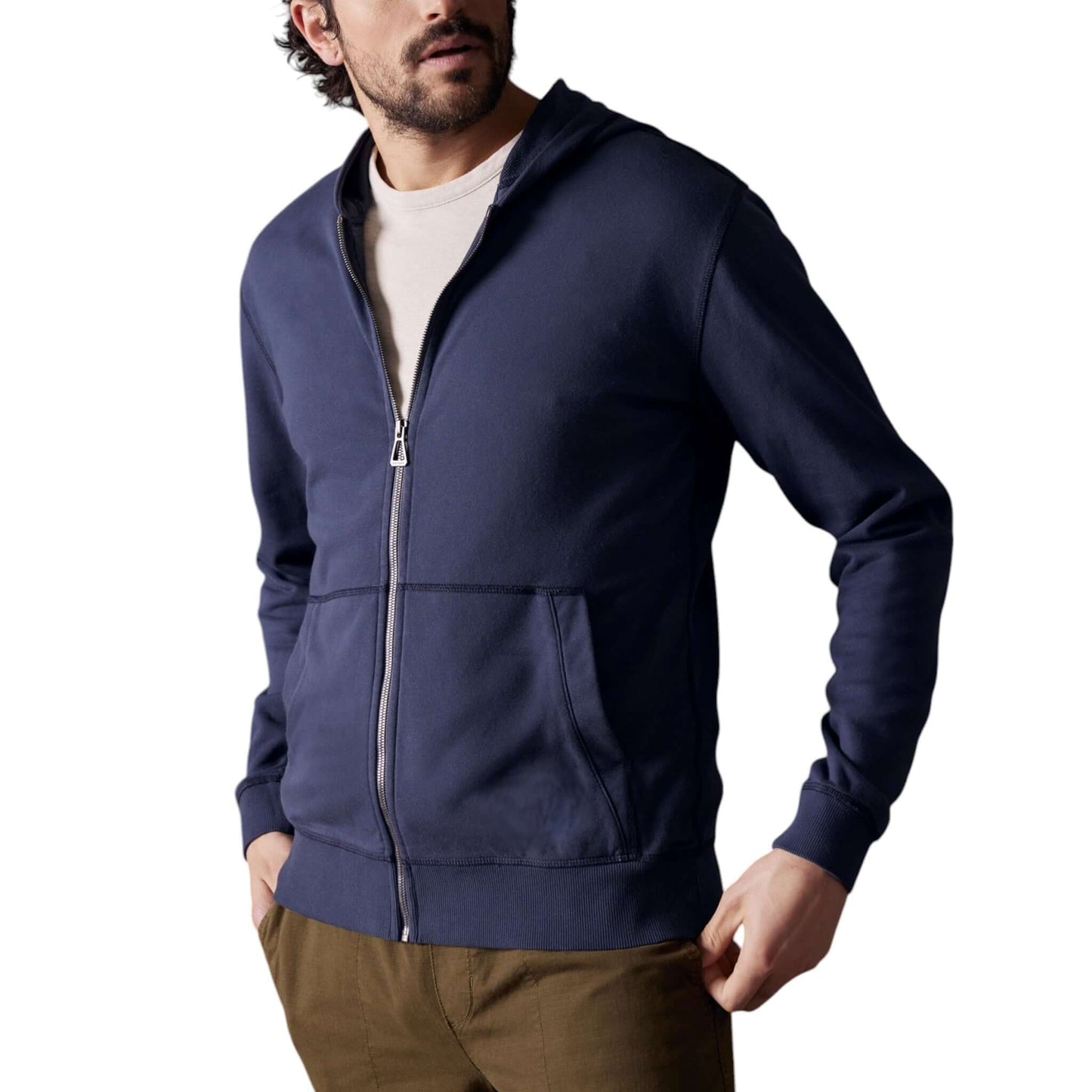 Men's Navy Blue Zip-Up Hoodie – Casual & Stylish Comfort