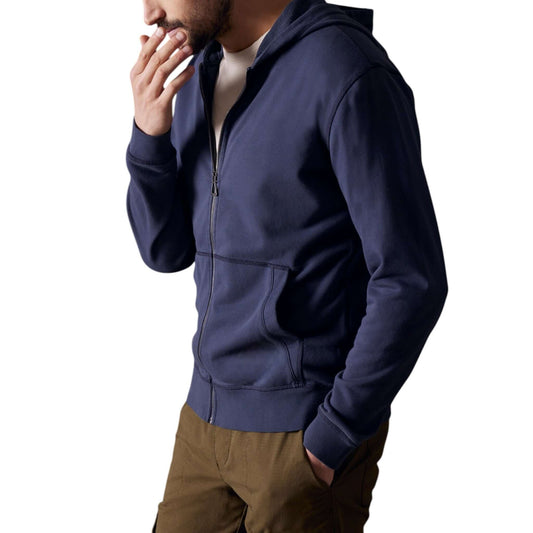 Men's Navy Blue Zip-Up Hoodie – Casual & Stylish Comfort