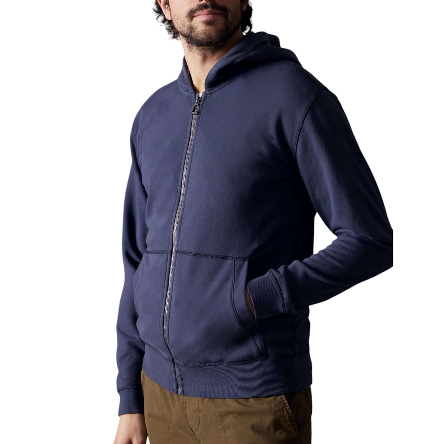 Men's Navy Blue Zip-Up Hoodie – Casual & Stylish Comfort