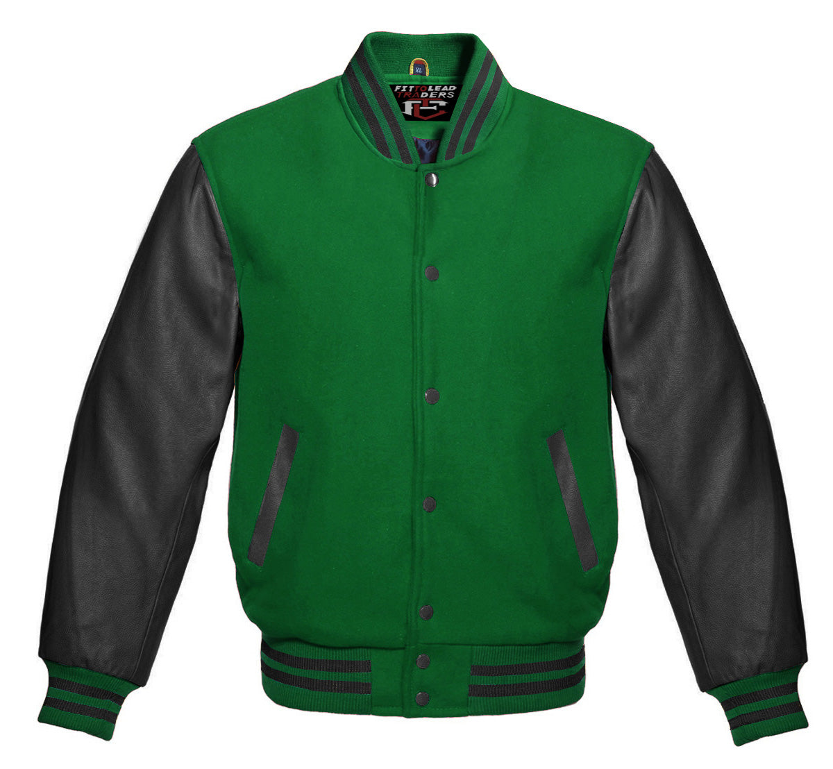 Stylish Retro Varsity Letterman Jacket with Bold Black Sleeves