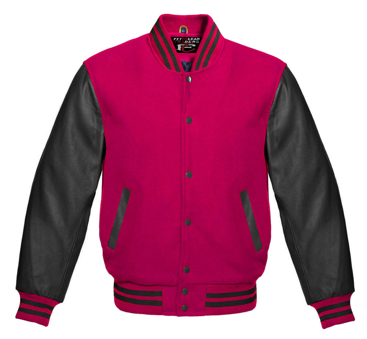 Stylish Retro Varsity Letterman Jacket with Bold Black Sleeves