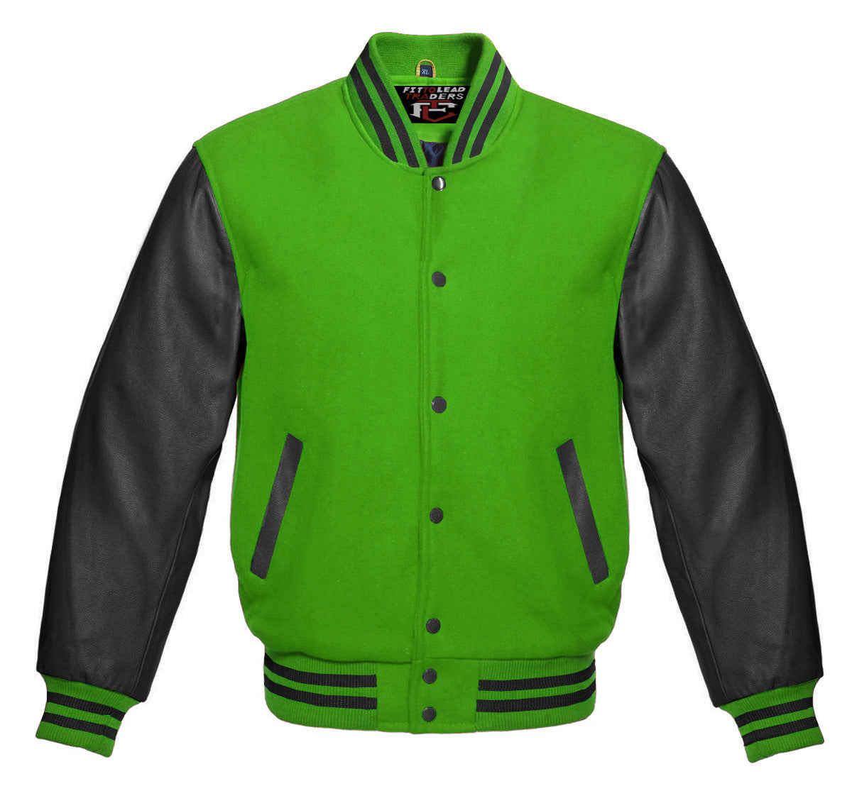 Stylish Retro Varsity Letterman Jacket with Bold Black Sleeves