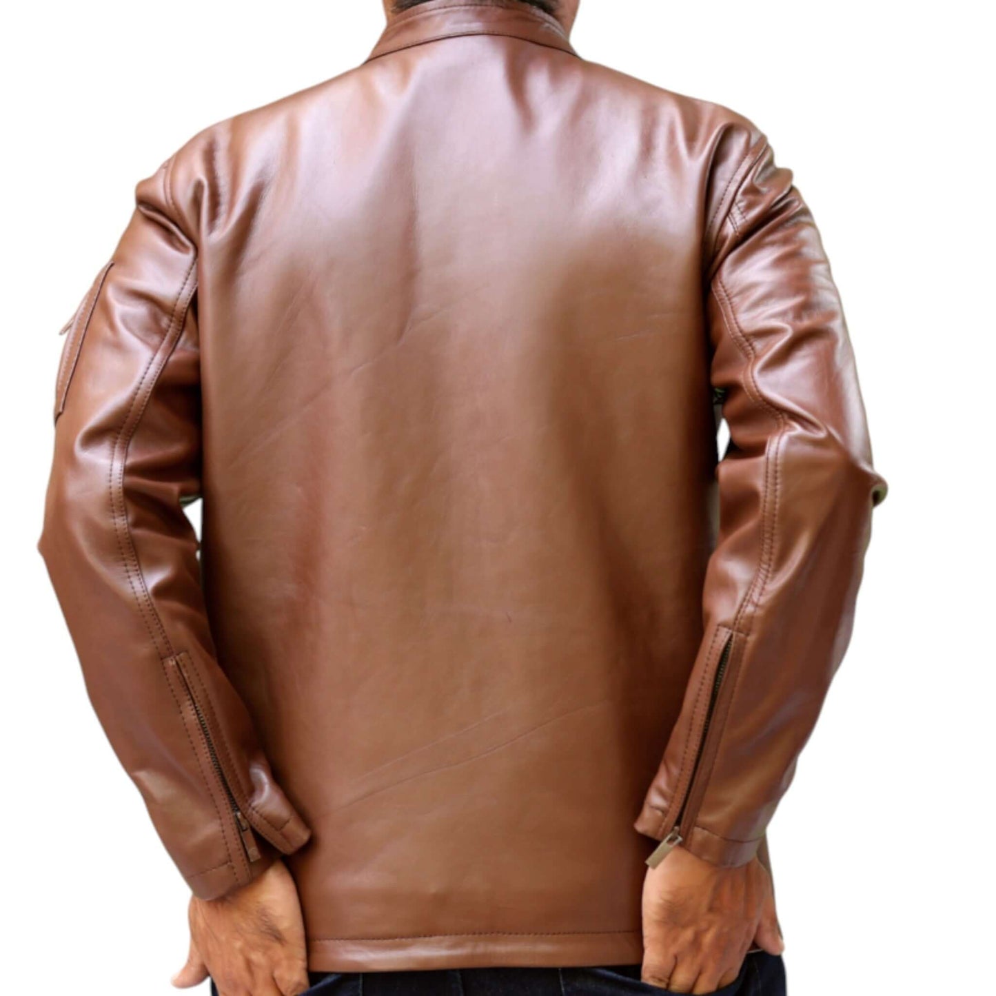 Classic Men Brown Leather Jacket Ideal for Casual Outfits