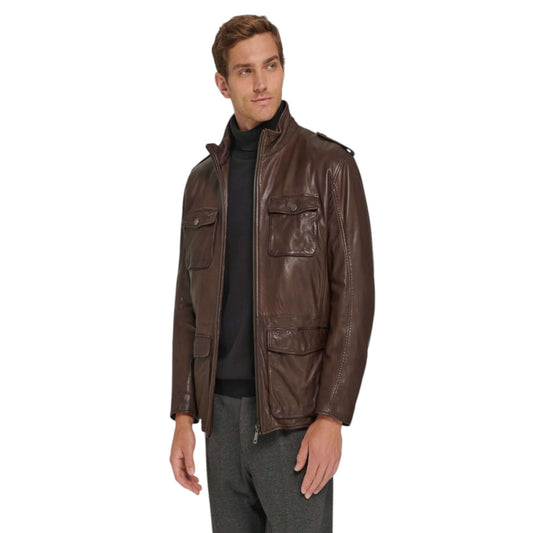 Men Stylish Field Leather Jacket Versatile & Long-Lasting