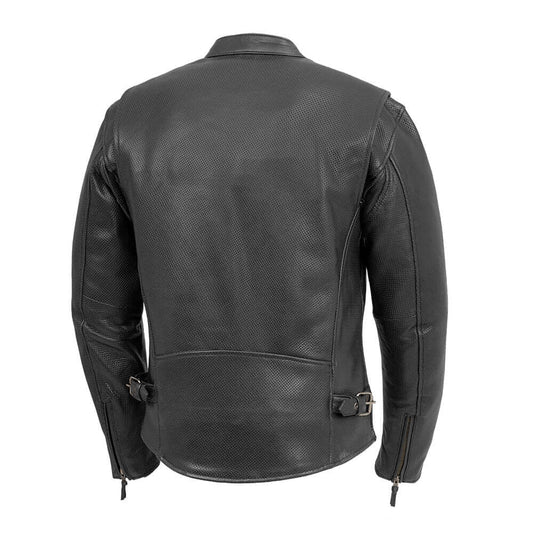 Breeze Rider Men Perforated Leather Motorcycle Jacket