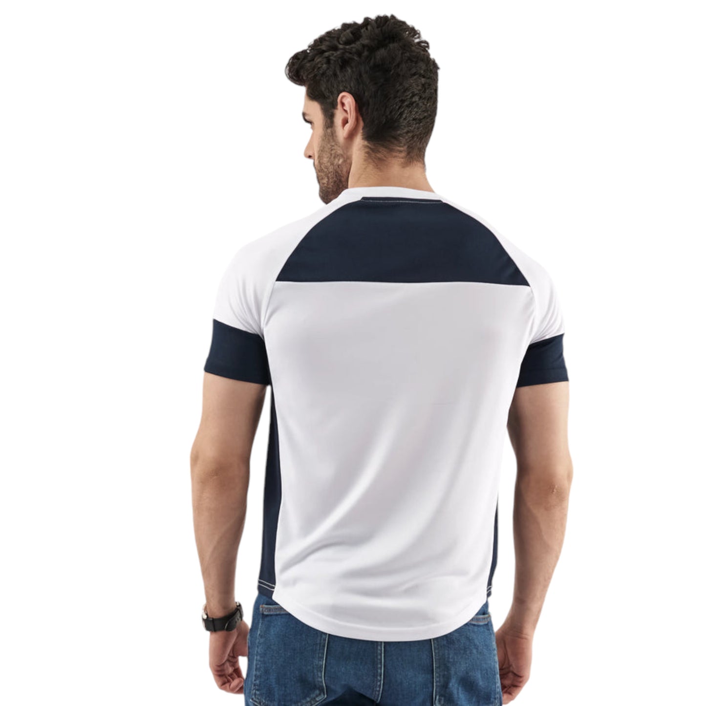 White Performance Contrast Tee for Men – Stylish & Breathable