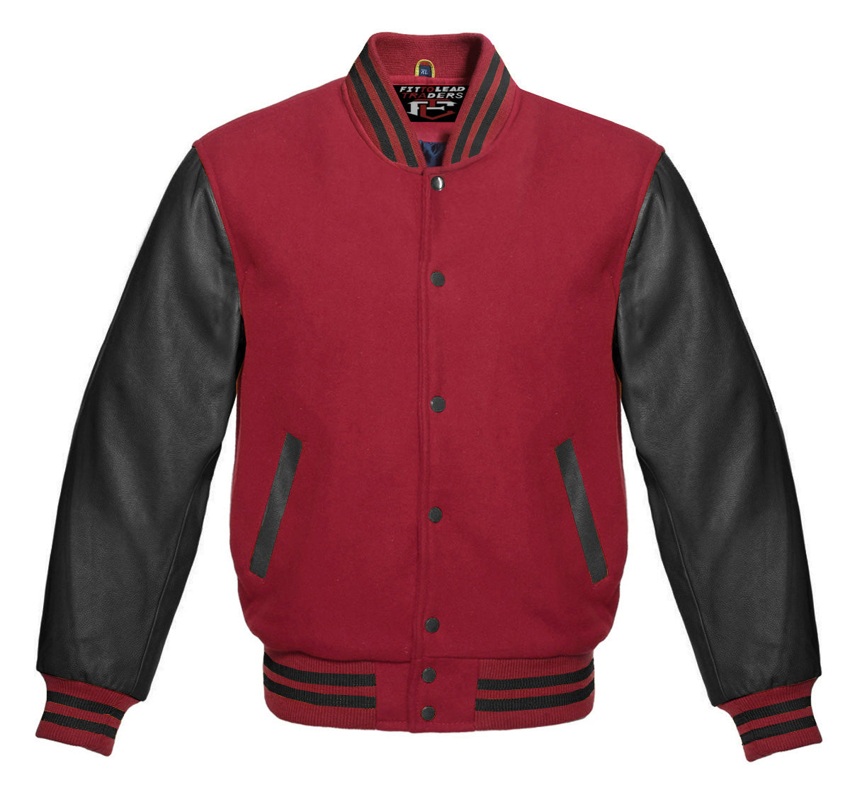 Stylish Retro Varsity Letterman Jacket with Bold Black Sleeves