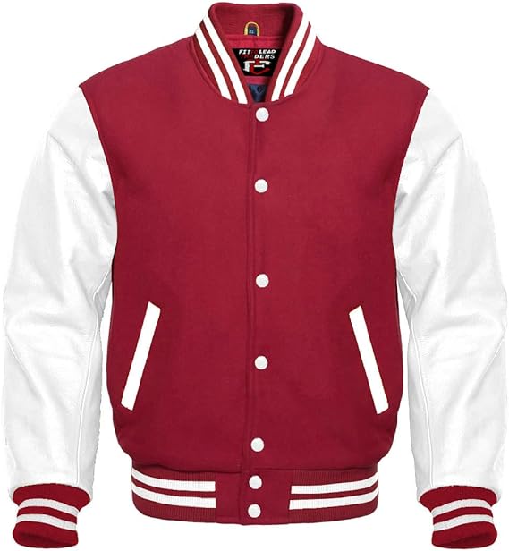 Varsity Lettermen Bomber Style All Wool & White Color Sleeves Jacket
