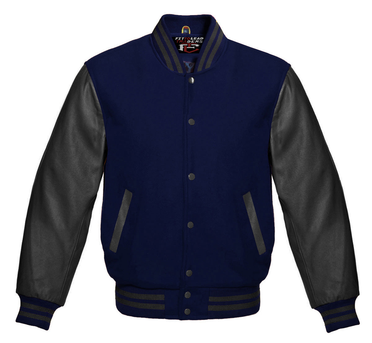 Stylish Retro Varsity Letterman Jacket with Bold Black Sleeves