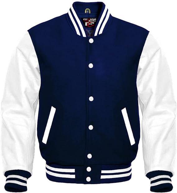 Varsity Lettermen Bomber Style All Wool & White Color Sleeves Jacket