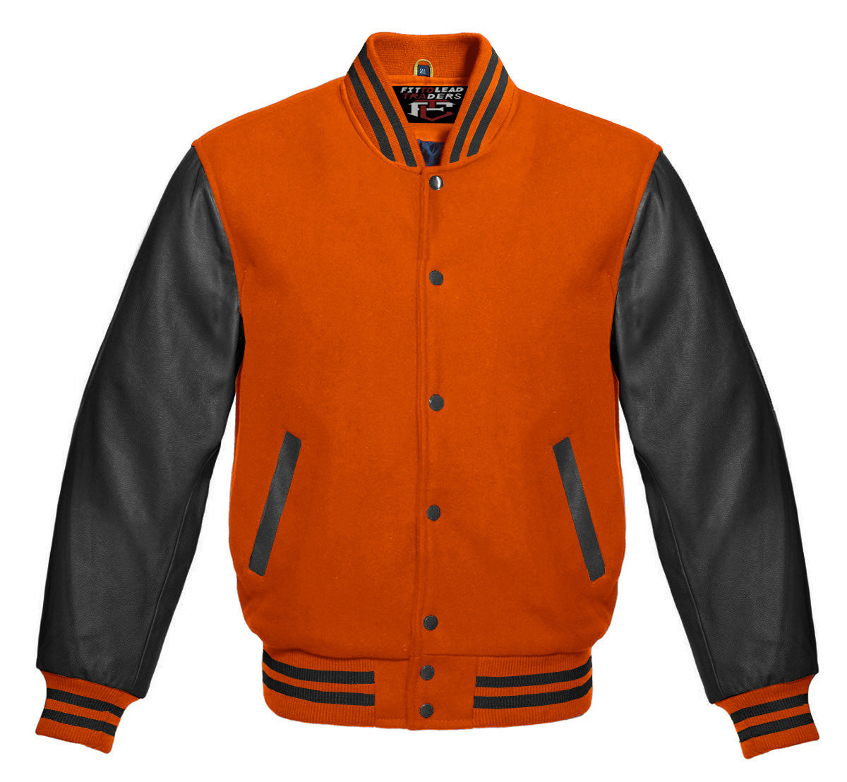 Stylish Retro Varsity Letterman Jacket with Bold Black Sleeves