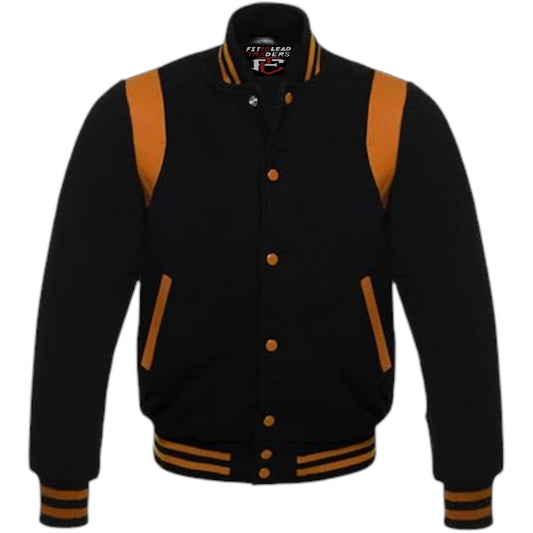Retro Baseball Jacket – Wool Body & Leather Shoulder Inserts