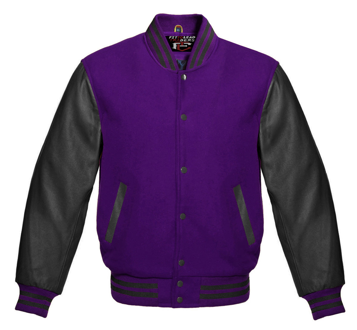Stylish Retro Varsity Letterman Jacket with Bold Black Sleeves