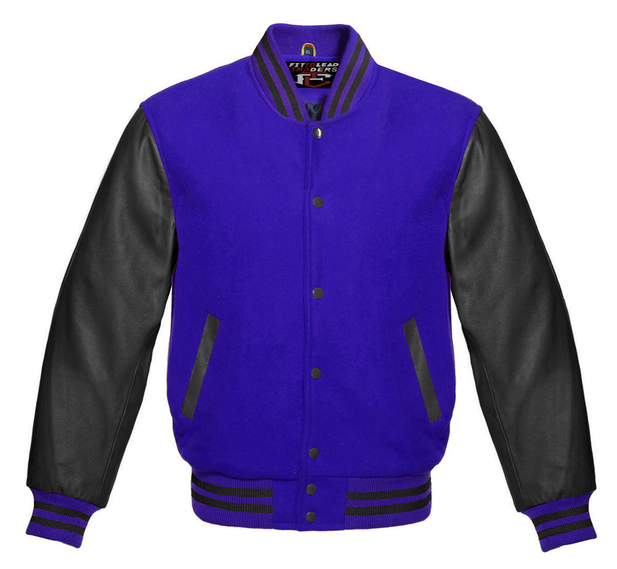 Stylish Retro Varsity Letterman Jacket with Bold Black Sleeves
