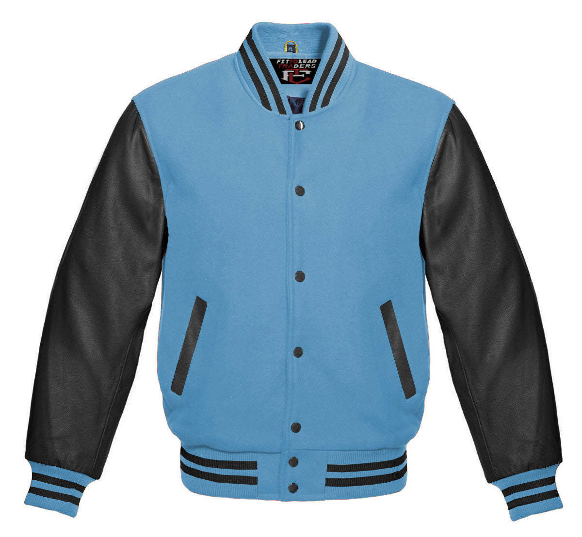 Stylish Retro Varsity Letterman Jacket with Bold Black Sleeves