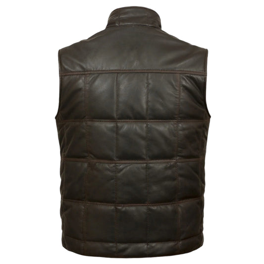 Monty: Men's Tan Leather Quilted Gilet