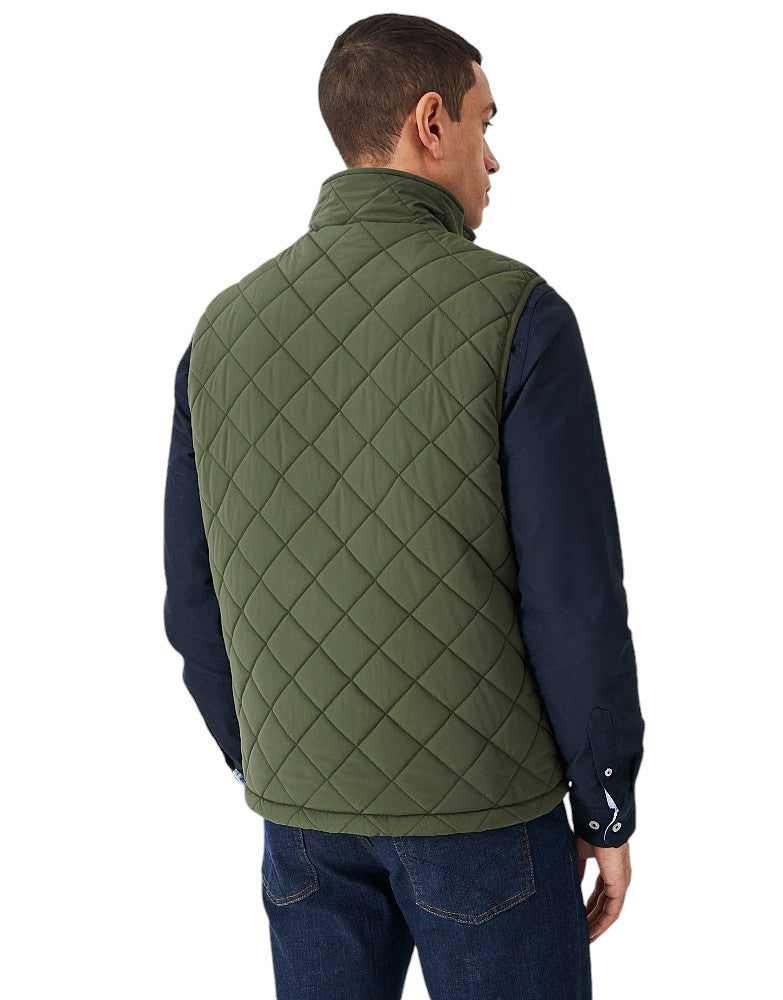 Men's Quilted Olive Green Vest with Stand Collar