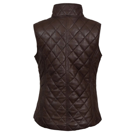 Women's Quilted Leather Vest - Stylish & Warm