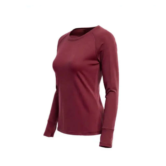 Women Maroon Full-Sleeve Tee Comfort-Driven Everyday Wear