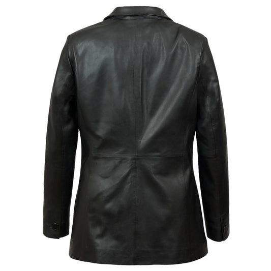 Women's Black Leather Blazer – Sleek & Stylish Look