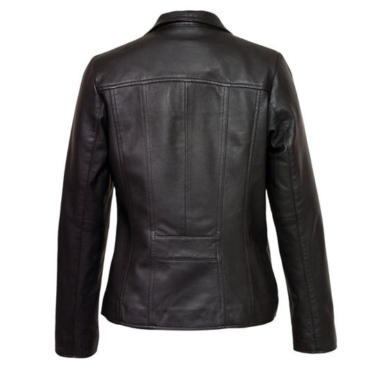 Essential Women's Black Leather Motorcycle Jacket