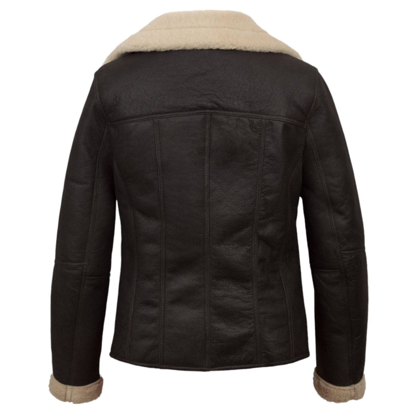 Elegant Women Brown Sheepskin Pilot Jacket Stylish & Warm