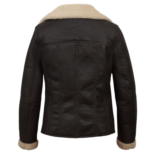 Elegant Ladies Brown Sheepskin Pilot Jacket