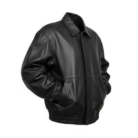 Women vintage leather bomber jacket oversize Jacket