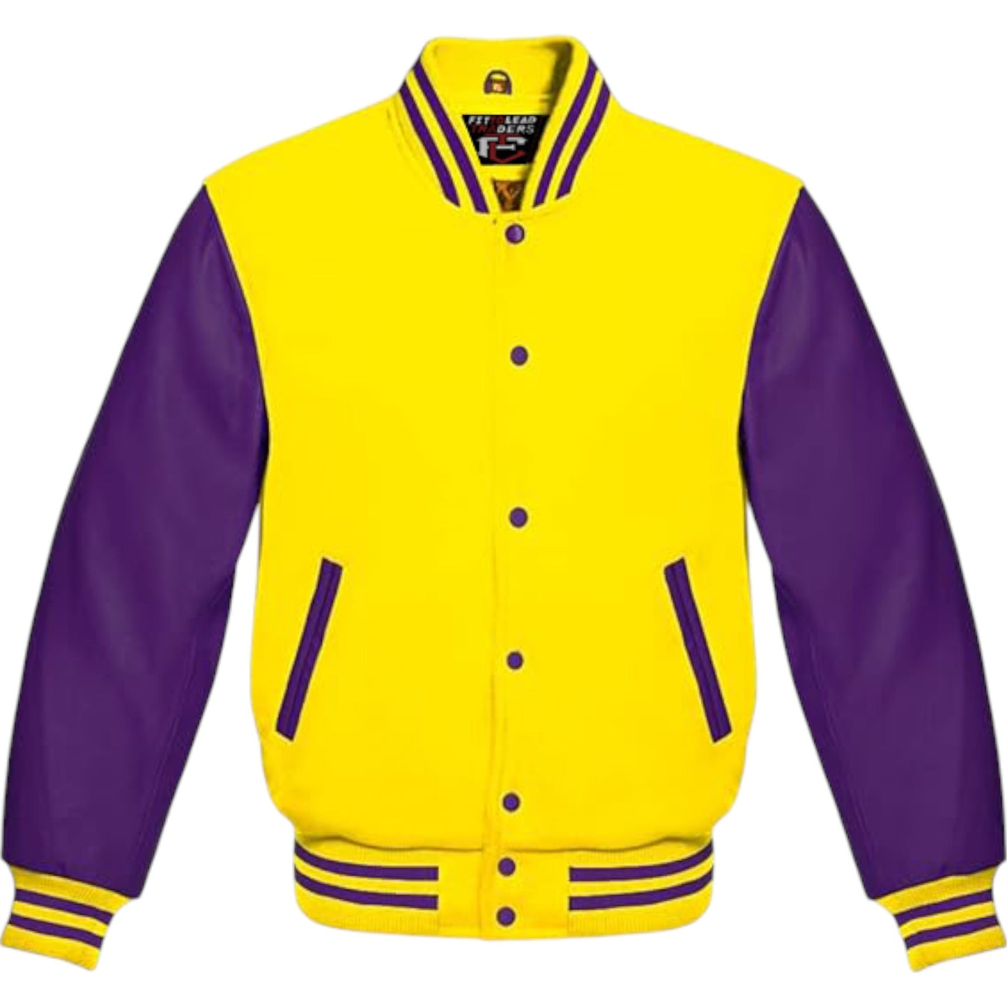 Premium Varsity Jacket Purple Leather Sleeves Classic College Bomber Style