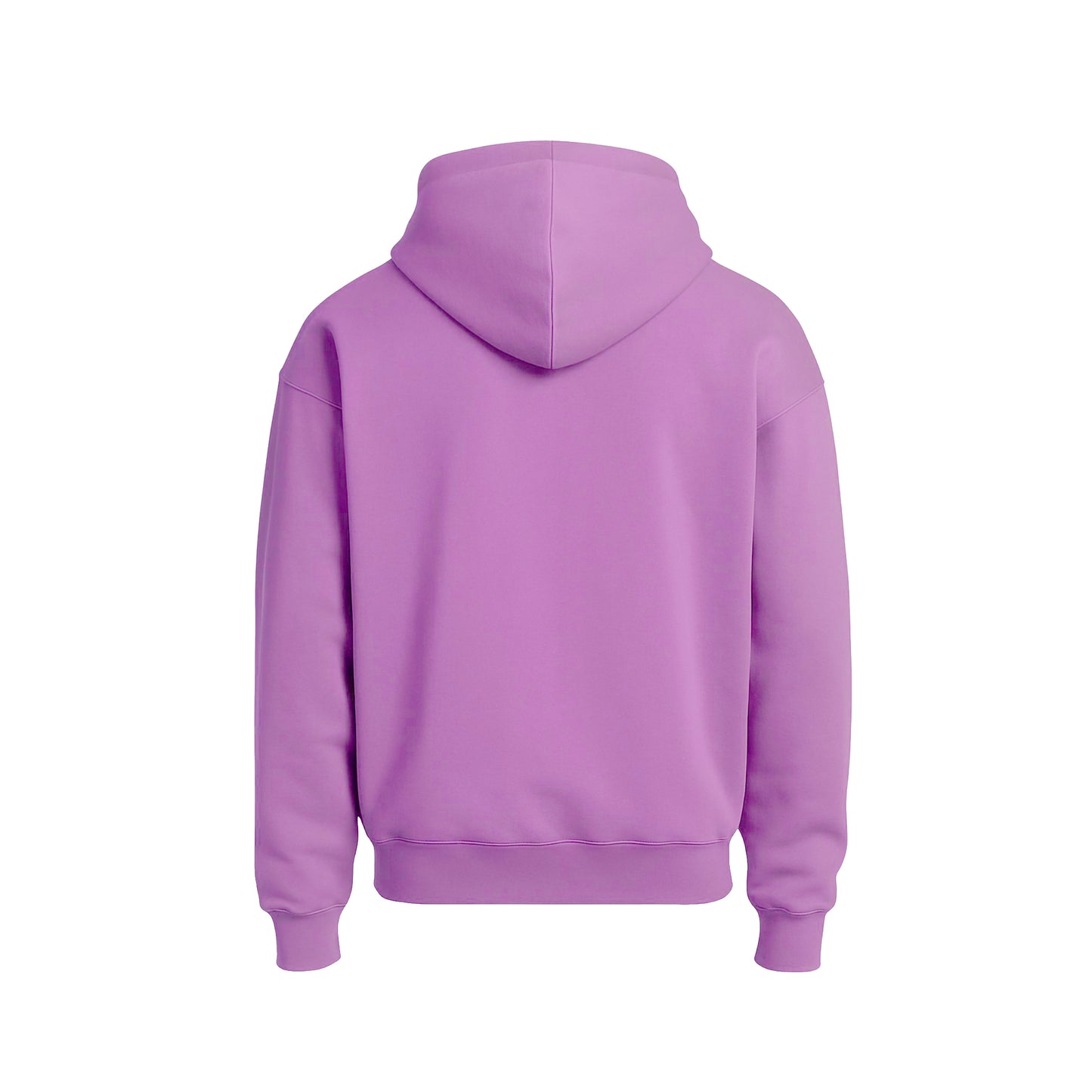 Purple hoodie shown from the back on a white background